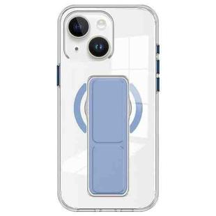 For iPhone 15 Plus / 14 Plus Clear Wristband Holder MagSafe Phone Case(Blue)
