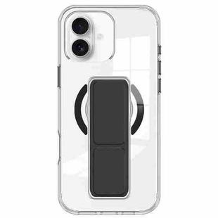 For iPhone 16 Clear Wristband Holder MagSafe Phone Case(Black)