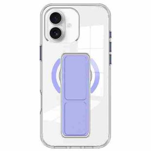 For iPhone 16 Clear Wristband Holder MagSafe Phone Case(Purple)