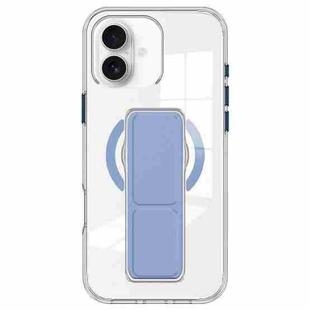 For iPhone 16 Clear Wristband Holder MagSafe Phone Case(Blue)