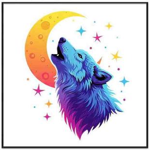 Moon Wolf Decorative Painting with PS Frame Print On Your Demand, Size:30x30cm