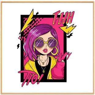 Purple Hair Girl Decorative Painting with Aluminum Alloy Frame Print On Your Demand, Size:30x30cm