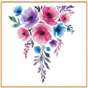 Watercolor Flowers Decorative Painting with Aluminum Alloy Frame Print On Your Demand, Size:20x20cm