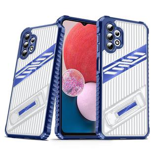For Samsung Galaxy A13 4G / 5G Plating Holder PC Hybrid TPU Phone Case(Navy Blue)