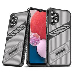 For Samsung Galaxy A13 4G / 5G Plating Holder PC Hybrid TPU Phone Case(Gray Black)