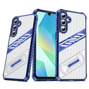 For Samsung Galaxy A16 Plating Holder PC Hybrid TPU Phone Case(Navy Blue)