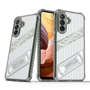 For Samsung Galaxy A34 5G Plating Holder PC Hybrid TPU Phone Case(Space Gray)