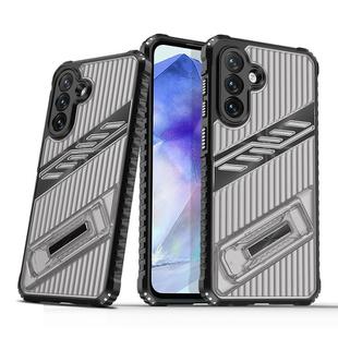 For Samsung Galaxy A35 / A55 5G Plating Holder PC Hybrid TPU Phone Case(Gray Black)