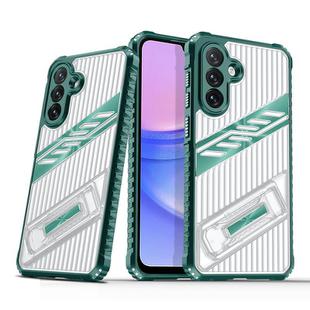 For Samsung Galaxy A14 Plating Holder PC Hybrid TPU Phone Case(Dark Green)