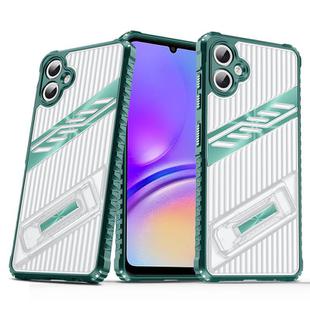 For Samsung Galaxy A05 Plating Holder PC Hybrid TPU Phone Case(Dark Green)