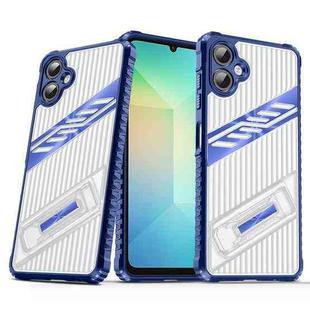 For Samsung Galaxy A06 Plating Holder PC Hybrid TPU Phone Case(Navy Blue)