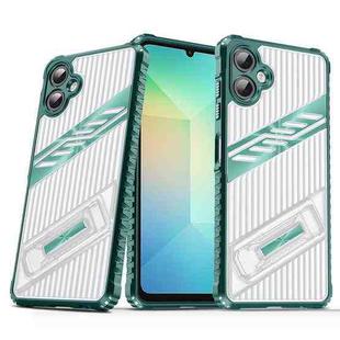 For Samsung Galaxy A06 Plating Holder PC Hybrid TPU Phone Case(Dark Green)