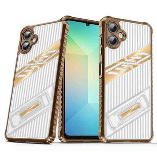 For Samsung Galaxy A06 Plating Holder PC Hybrid TPU Phone Case(Desert Gold)