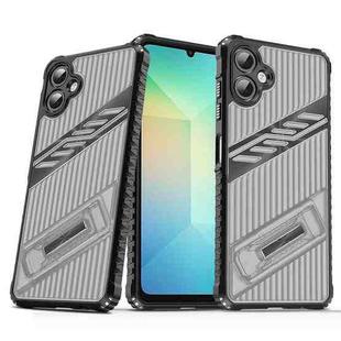 For Samsung Galaxy A06 Plating Holder PC Hybrid TPU Phone Case(Gray Black)