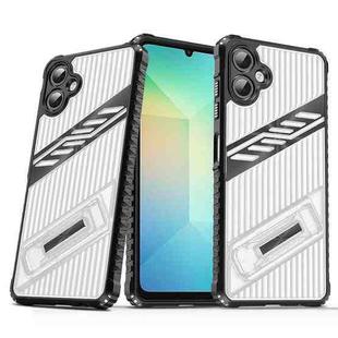 For Samsung Galaxy A06 Plating Holder PC Hybrid TPU Phone Case(Transparent Black)
