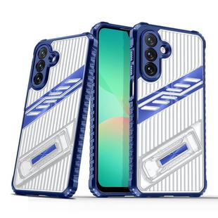 For Samsung Galaxy A26 5G Plating Holder PC Hybrid TPU Phone Case(Navy Blue)