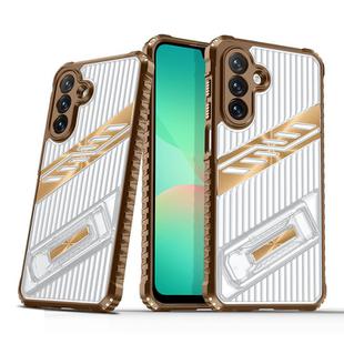 For Samsung Galaxy A26 5G Plating Holder PC Hybrid TPU Phone Case(Desert Gold)