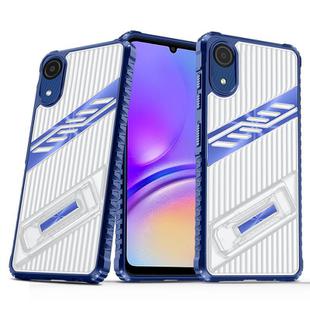 For Samsung Galaxy A03 Core Plating Holder PC Hybrid TPU Phone Case(Navy Blue)