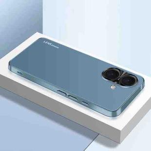 For iPhone 16 AG Frosted Electroplating Acrylic Phone Case(Navy Blue)