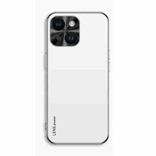 For iPhone 13 AG Frosted Electroplating Acrylic Phone Case(Silver White)