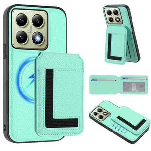 For Xiaomi 14T Pro CX01 Detachable Magsafe Magnetic Card Bag Phone Case(Mint Green)