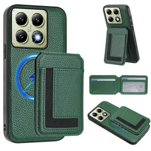 For Xiaomi 14T Pro CX01 Detachable Magsafe Magnetic Card Bag Phone Case(Peacock Green)