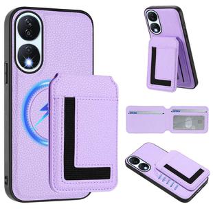 For Honor X7b / Play 8T CX01 Detachable Magsafe Magnetic Card Bag Phone Case(Light Purple)