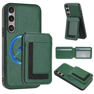 For Sony Xperia 1 VI CX01 Detachable Magsafe Magnetic Card Bag Phone Case(Peacock Green)