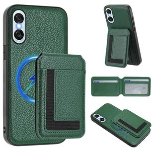 For Sony Xperia 10 VI CX01 Detachable Magsafe Magnetic Card Bag Phone Case(Peacock Green)