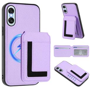 For Sony Xperia 10 VI CX01 Detachable Magsafe Magnetic Card Bag Phone Case(Light Purple)