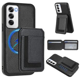 For OPPO Reno12 Pro Global CX01 Detachable Magsafe Magnetic Card Bag Phone Case(Black)