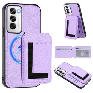 For OPPO Reno12 Pro Global CX01 Detachable Magsafe Magnetic Card Bag Phone Case(Light Purple)