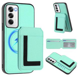 For OPPO Reno12 Global CX01 Detachable Magsafe Magnetic Card Bag Phone Case(Mint Green)