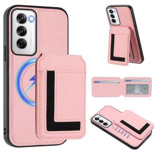 For OPPO Reno12 Global CX01 Detachable Magsafe Magnetic Card Bag Phone Case(Pink)