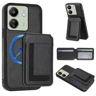 For Redmi 13C 4G / Xiaomi Poco C65 CX01 Detachable Magsafe Magnetic Card Bag Phone Case(Black)