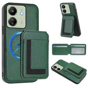 For Redmi 13C 4G / Xiaomi Poco C65 CX01 Detachable Magsafe Magnetic Card Bag Phone Case(Peacock Green)