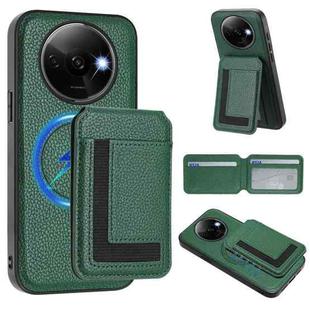 For Redmi A3 / A3x / Xiaomi Poco C61 CX01 Detachable Magsafe Magnetic Card Bag Phone Case(Peacock Green)