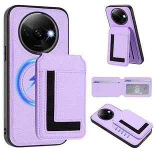 For Redmi A3 / A3x / Xiaomi Poco C61 CX01 Detachable Magsafe Magnetic Card Bag Phone Case(Light Purple)