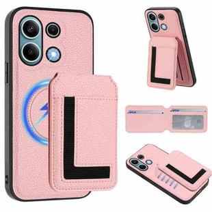 For Redmi Note 13 4G CX01 Detachable Magsafe Magnetic Card Bag Phone Case(Pink)