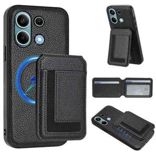For Redmi Note 13 4G CX01 Detachable Magsafe Magnetic Card Bag Phone Case(Black)