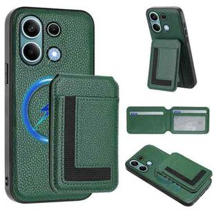 For Redmi Note 13 4G CX01 Detachable Magsafe Magnetic Card Bag Phone Case(Peacock Green)