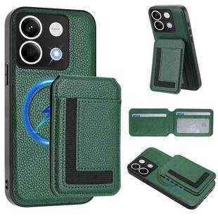 For Redmi Note 13 5G CX01 Detachable Magsafe Magnetic Card Bag Phone Case(Peacock Green)
