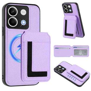 For Redmi Note 13 5G CX01 Detachable Magsafe Magnetic Card Bag Phone Case(Light Purple)