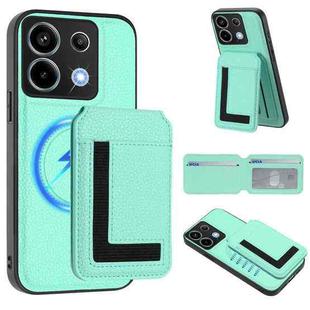 For Redmi Note 13 Pro 5G / Poco X6 CX01 Detachable Magsafe Magnetic Card Bag Phone Case(Mint Green)