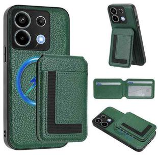 For Redmi Note 13 Pro 5G / Poco X6 CX01 Detachable Magsafe Magnetic Card Bag Phone Case(Peacock Green)