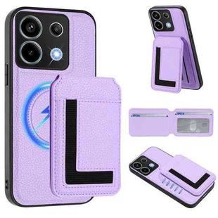 For Redmi Note 13 Pro 5G / Poco X6 CX01 Detachable Magsafe Magnetic Card Bag Phone Case(Light Purple)