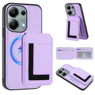 For Redmi Note 13 Pro 4G / Poco M6 Pro CX01 Detachable Magsafe Magnetic Card Bag Phone Case(Light Purple)