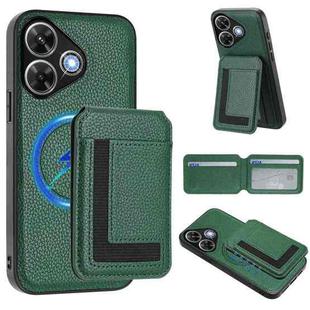 For Redmi Note 13R / 13 4G / 13 5G CX01 Detachable Magsafe Magnetic Card Bag Phone Case(Peacock Green)