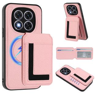 For Redmi Note 14 Pro 5G CX01 Detachable Magsafe Magnetic Card Bag Phone Case(Pink)