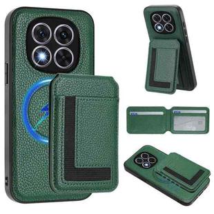 For Redmi Note 14 Pro 5G CX01 Detachable Magsafe Magnetic Card Bag Phone Case(Peacock Green)
